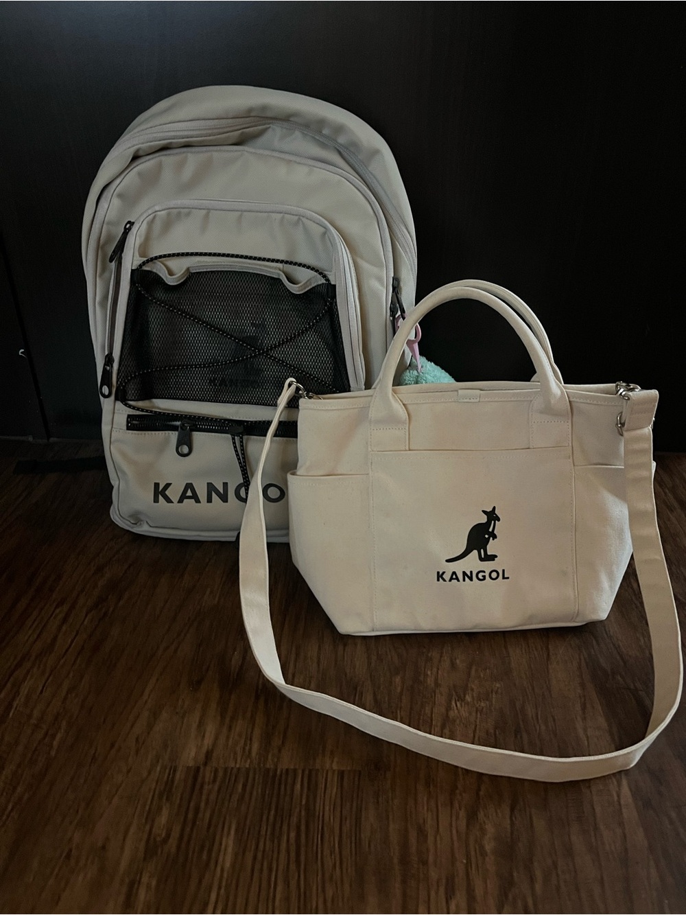 Kangol Cream Canvas Tote Bag with Shoulder Strap and Kan